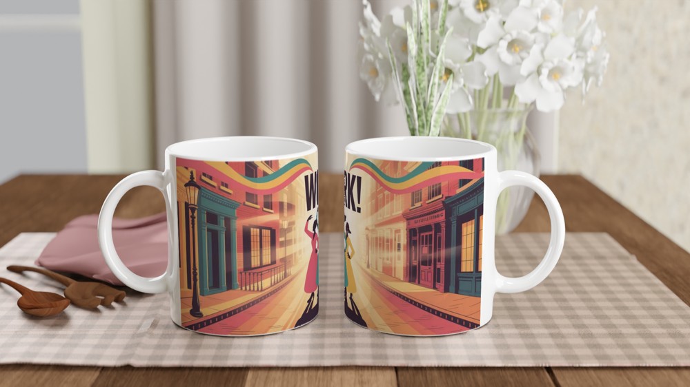Work! Empowered Women Retro Illustration Mug
