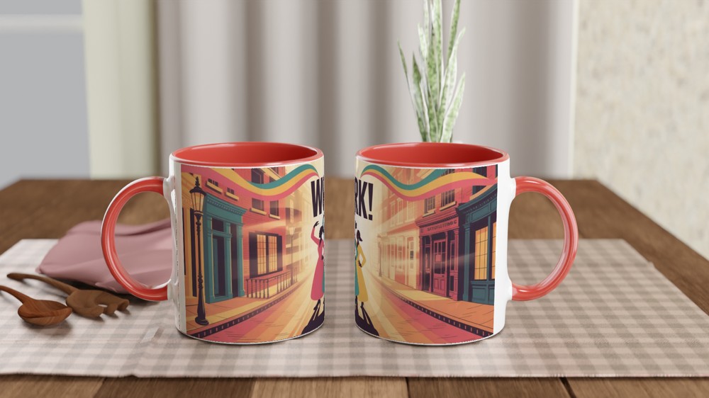 Work! Empowered Women Retro Illustration Mug — view 7