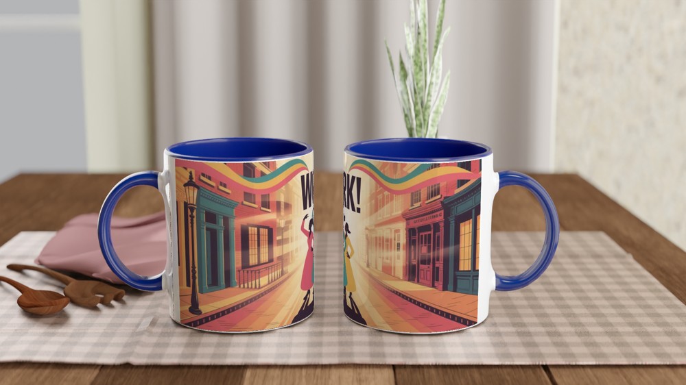 Work! Empowered Women Retro Illustration Mug — view 4
