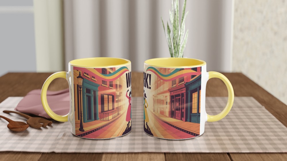 Work! Empowered Women Retro Illustration Mug — view 8