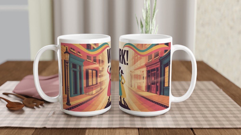 Work! Empowered Women Retro Illustration Mug — view 2