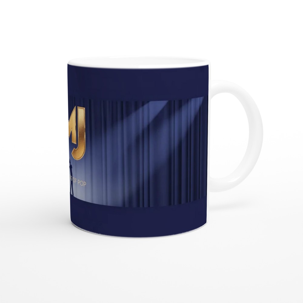 Michael Jackson Mug | King of Pop MJ Present | Gold Silhouette Music Gift | Royal Blue Spotlight Coffee Cup — view 12