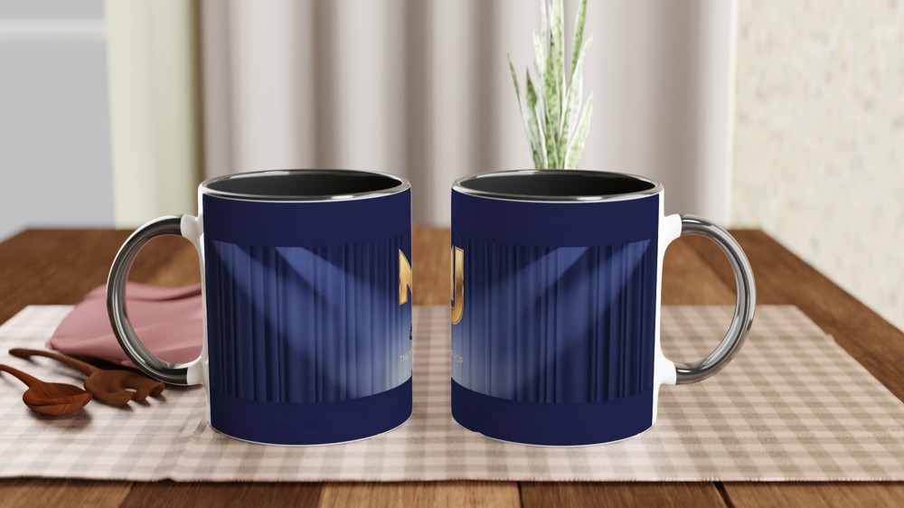 Michael Jackson Mug | King of Pop MJ Present | Gold Silhouette Music Gift | Royal Blue Spotlight Coffee Cup — view 9