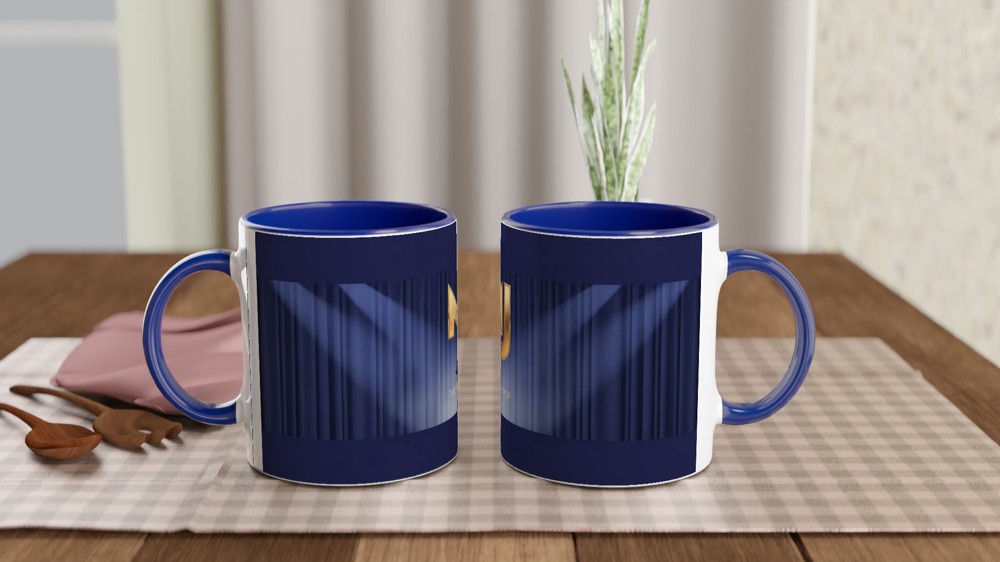 Michael Jackson Mug | King of Pop MJ Present | Gold Silhouette Music Gift | Royal Blue Spotlight Coffee Cup — view 4