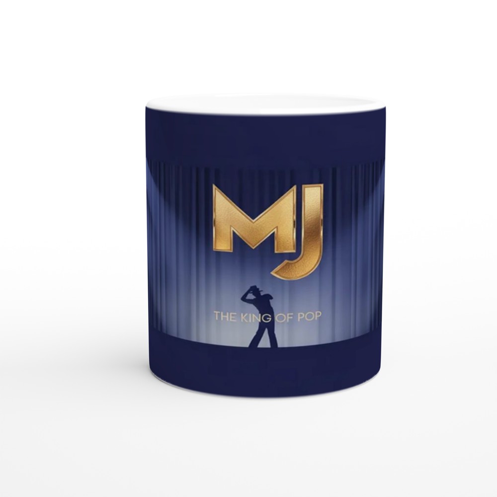 Michael Jackson Mug | King of Pop MJ Present | Gold Silhouette Music Gift | Royal Blue Spotlight Coffee Cup — view 11
