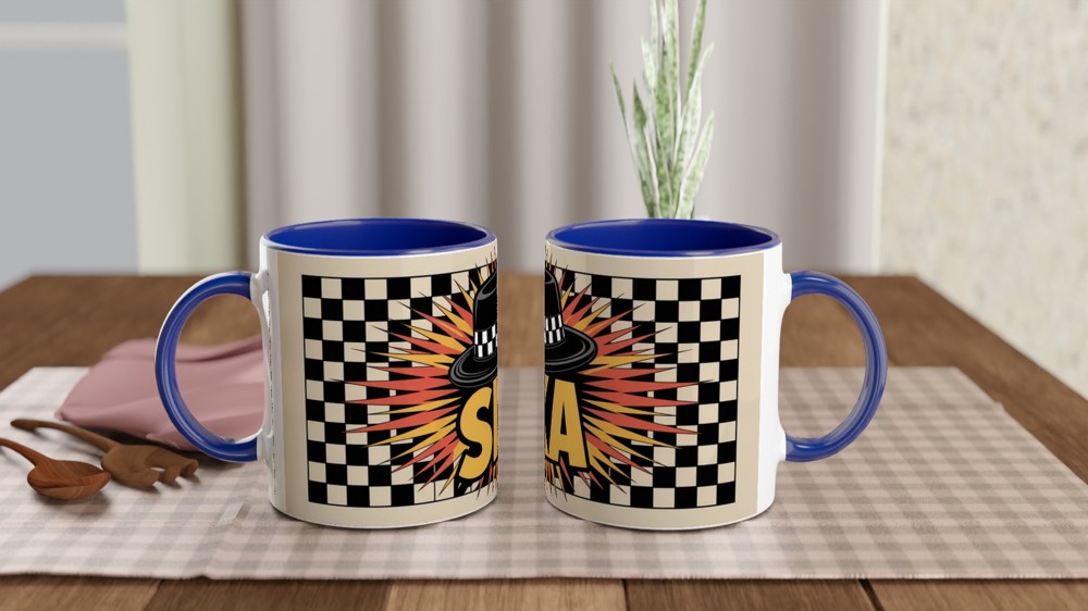 Ska Mug | Porkpie Hat Checkerboard Gift | 2 Tone Music Present | Gift for Him Best Friend Birthday — view 4