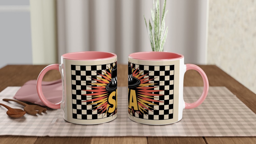 Ska Mug | Porkpie Hat Checkerboard Gift | 2 Tone Music Present | Gift for Him Best Friend Birthday — view 6