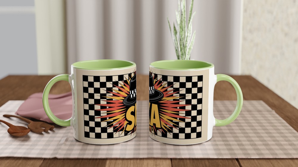 Ska Mug | Porkpie Hat Checkerboard Gift | 2 Tone Music Present | Gift for Him Best Friend Birthday — view 5