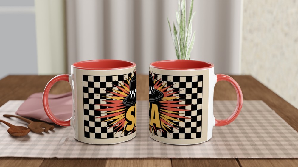 Ska Mug | Porkpie Hat Checkerboard Gift | 2 Tone Music Present | Gift for Him Best Friend Birthday — view 7