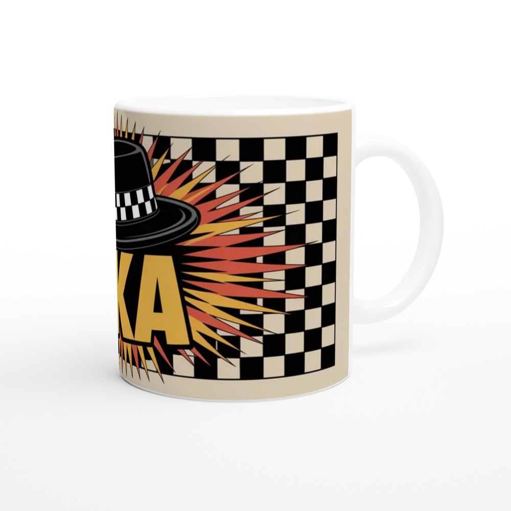 Ska Mug | Porkpie Hat Checkerboard Gift | 2 Tone Music Present | Gift for Him Best Friend Birthday — view 12