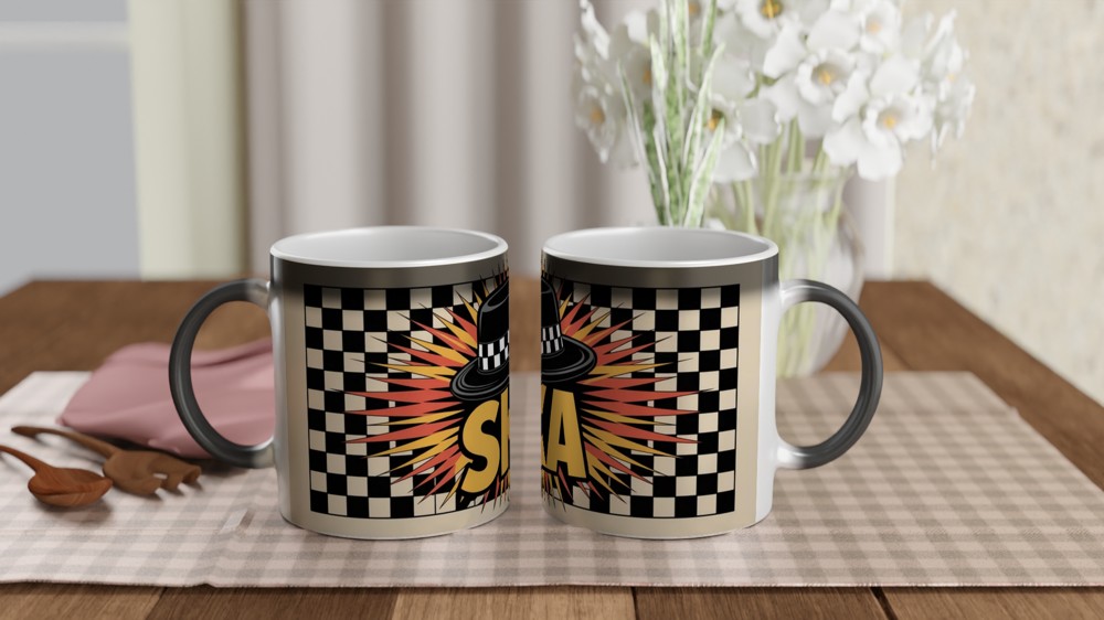 Ska Mug | Porkpie Hat Checkerboard Gift | 2 Tone Music Present | Gift for Him Best Friend Birthday — view 3