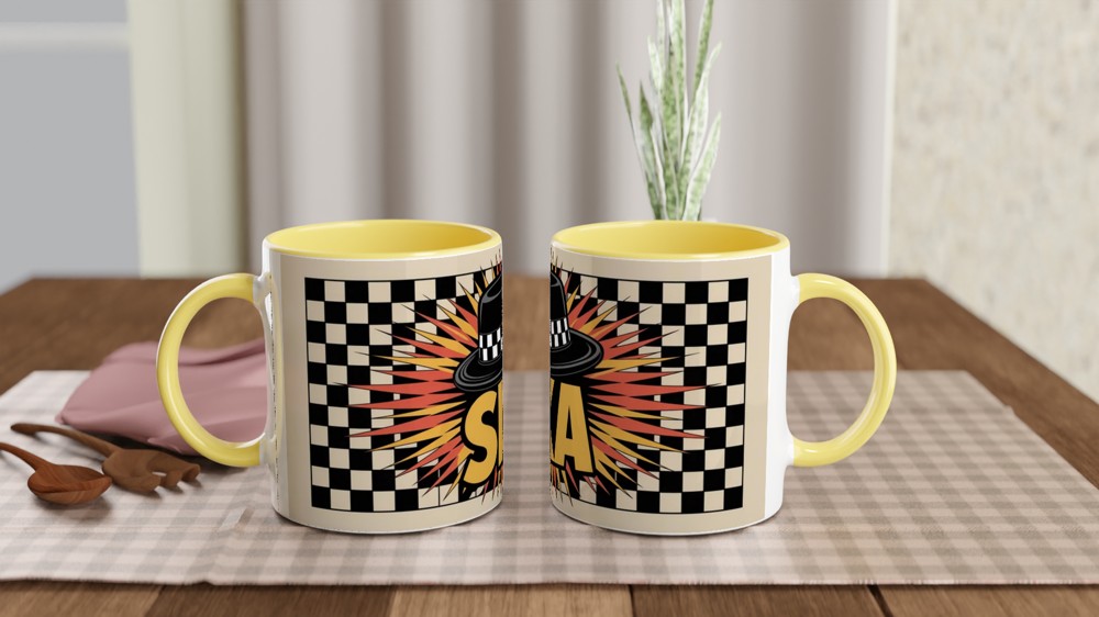Ska Mug | Porkpie Hat Checkerboard Gift | 2 Tone Music Present | Gift for Him Best Friend Birthday — view 8