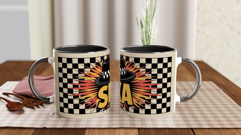 Ska Mug | Porkpie Hat Checkerboard Gift | 2 Tone Music Present | Gift for Him Best Friend Birthday — view 9