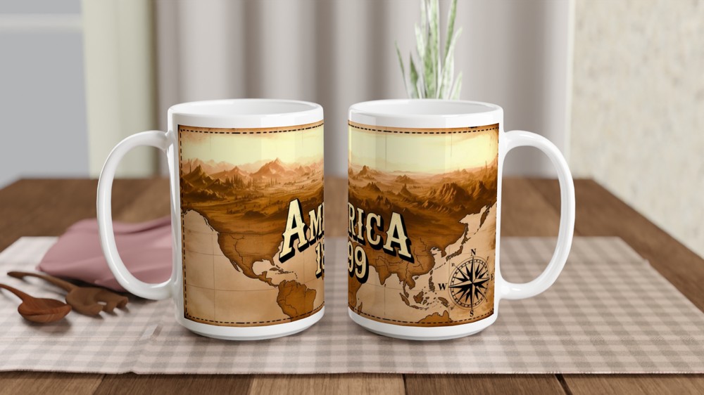America 1899 Vintage Western Map Mug — view 2