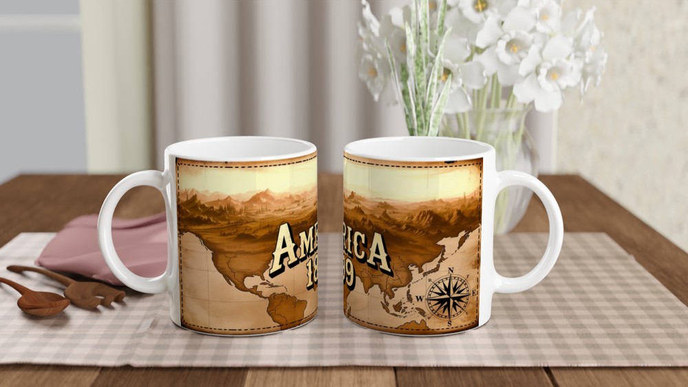 America 1899 Vintage Western Map Mug