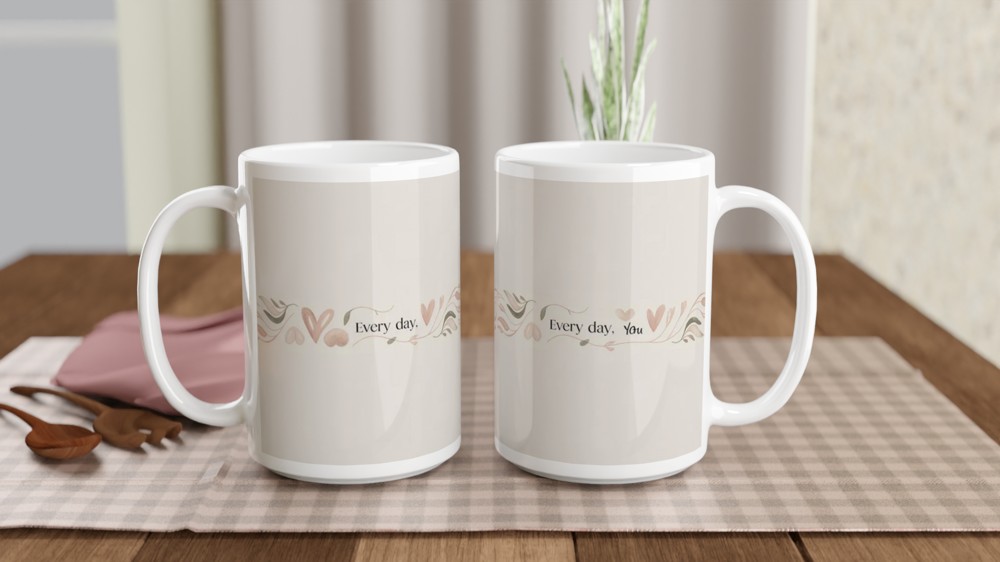 Every Day You - Romantic Floral Watercolour Mug — view 2