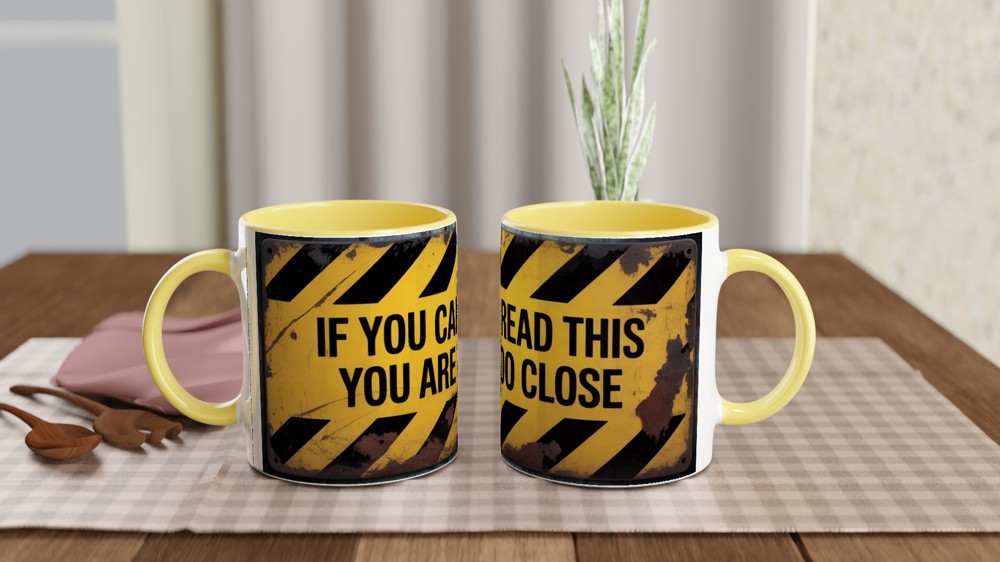 Funny Office Mug | 'If You Can Read This' Quote | Hazard Sign Coffee Cup | Gift for Colleague — view 8