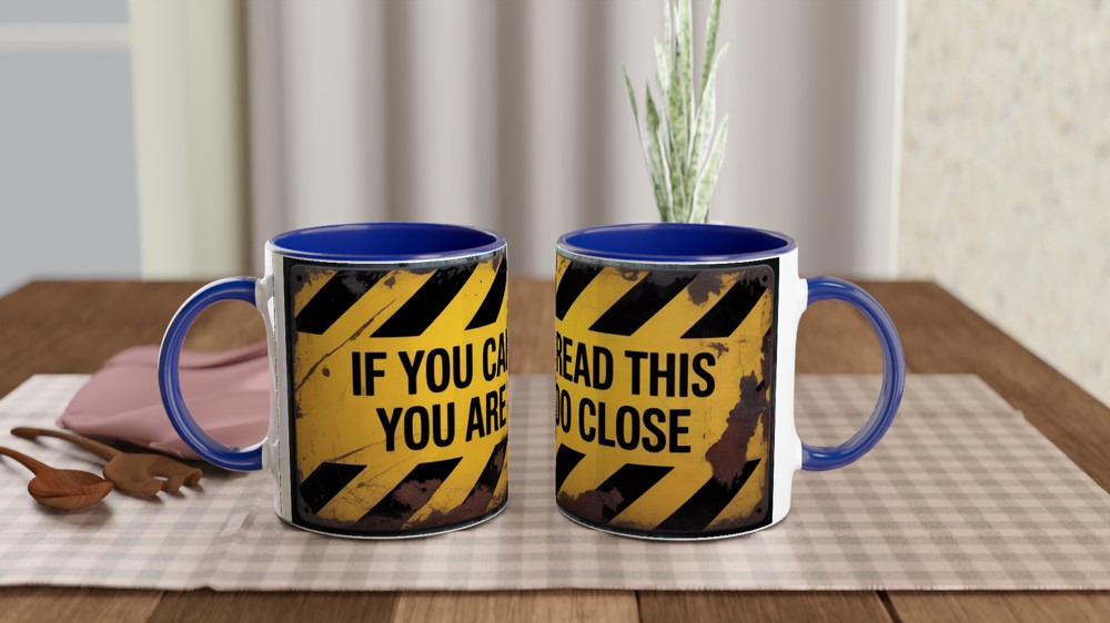 Funny Office Mug | 'If You Can Read This' Quote | Hazard Sign Coffee Cup | Gift for Colleague — view 4