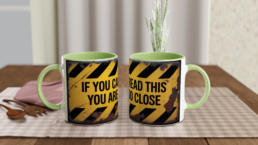 Funny Office Mug | 'If You Can Read This' Quote | Hazard Sign Coffee Cup | Gift for Colleague — view 5