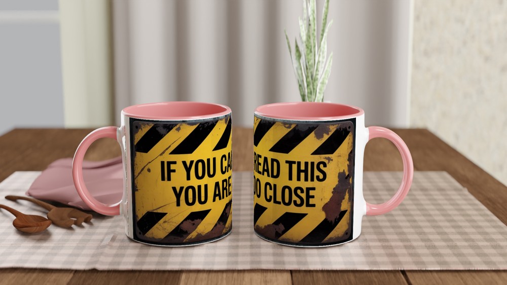 Funny Office Mug | 'If You Can Read This' Quote | Hazard Sign Coffee Cup | Gift for Colleague — view 6