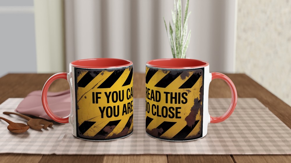 Funny Office Mug | 'If You Can Read This' Quote | Hazard Sign Coffee Cup | Gift for Colleague — view 7