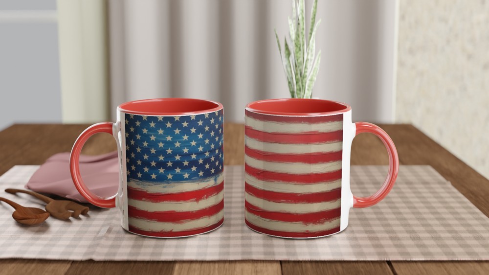 American Flag Mug | America 250 Gift | Rustic Americana Art Coffee Cup | Father's Day Present for Dad — view 7