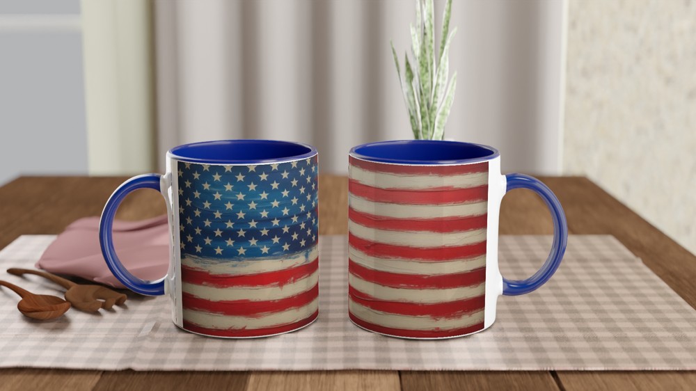 American Flag Mug | America 250 Gift | Rustic Americana Art Coffee Cup | Father's Day Present for Dad — view 4