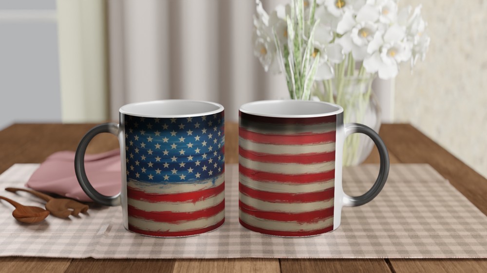 American Flag Mug | America 250 Gift | Rustic Americana Art Coffee Cup | Father's Day Present for Dad — view 3