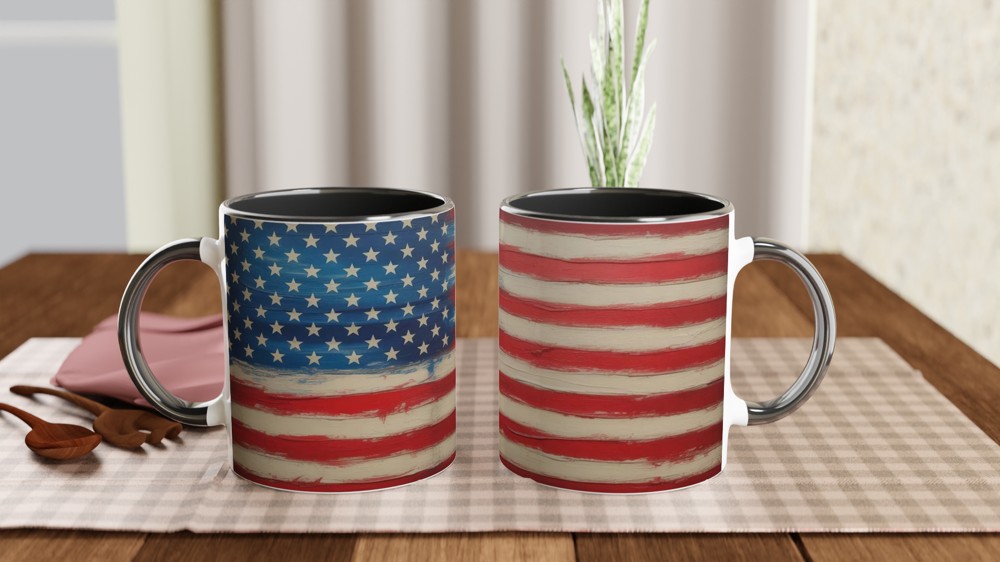 American Flag Mug | America 250 Gift | Rustic Americana Art Coffee Cup | Father's Day Present for Dad — view 9