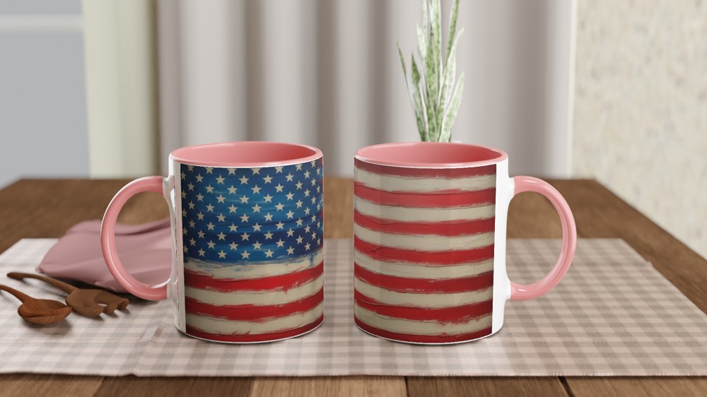 American Flag Mug | America 250 Gift | Rustic Americana Art Coffee Cup | Father's Day Present for Dad — view 6