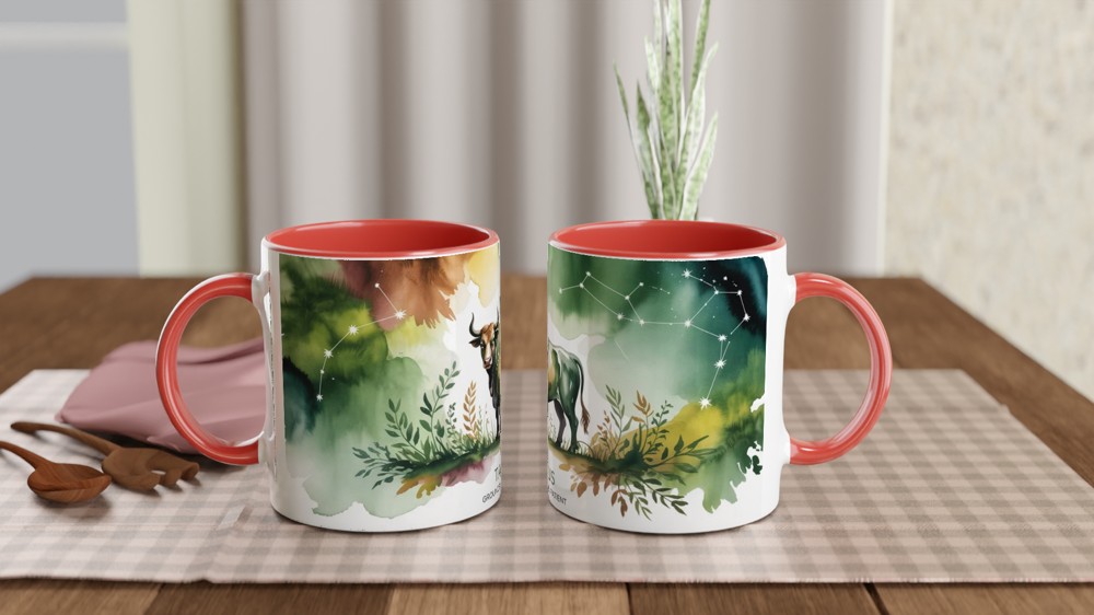 Taurus Mug | Astrology Star Sign Gift | Earthy Watercolour Zodiac Coffee Cup | Birthday Present for Best Friend — view 7