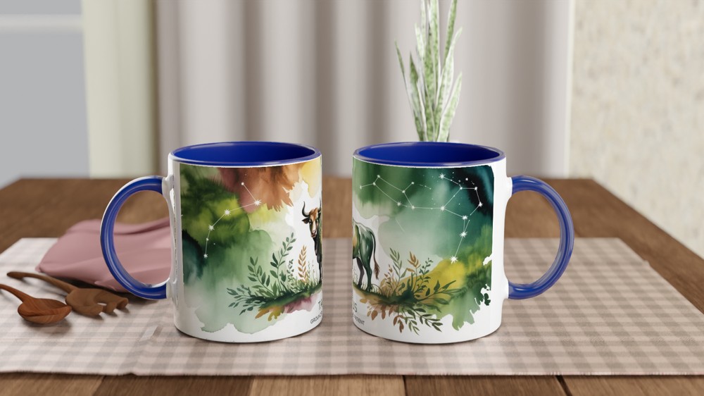 Taurus Mug | Astrology Star Sign Gift | Earthy Watercolour Zodiac Coffee Cup | Birthday Present for Best Friend — view 4