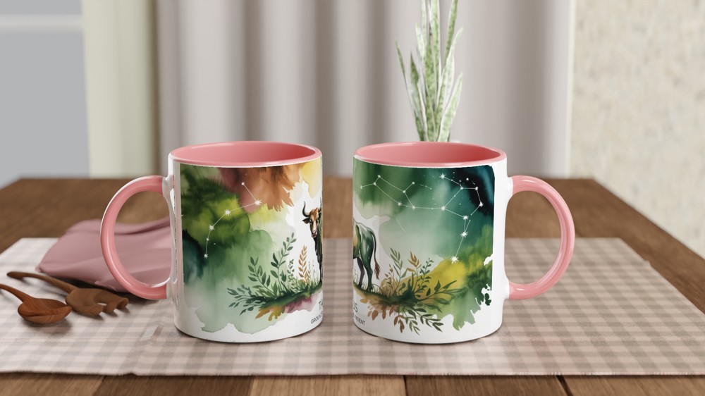 Taurus Mug | Astrology Star Sign Gift | Earthy Watercolour Zodiac Coffee Cup | Birthday Present for Best Friend — view 6