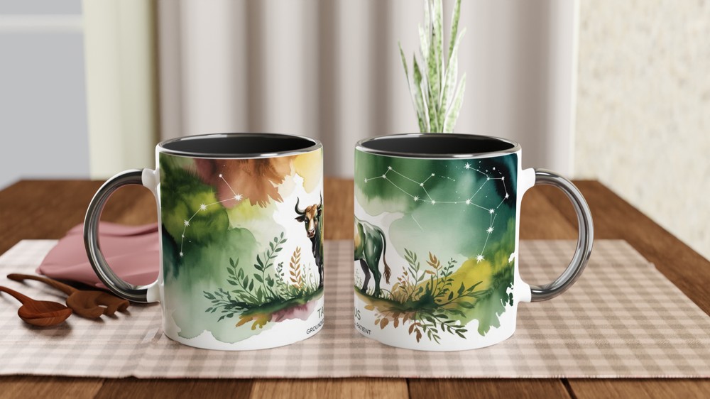 Taurus Mug | Astrology Star Sign Gift | Earthy Watercolour Zodiac Coffee Cup | Birthday Present for Best Friend — view 9
