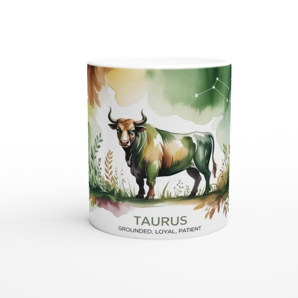 Taurus Mug | Astrology Star Sign Gift | Earthy Watercolour Zodiac Coffee Cup | Birthday Present for Best Friend — view 11