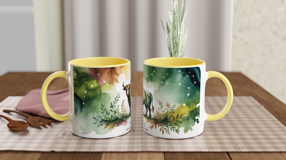 Taurus Mug | Astrology Star Sign Gift | Earthy Watercolour Zodiac Coffee Cup | Birthday Present for Best Friend — view 8