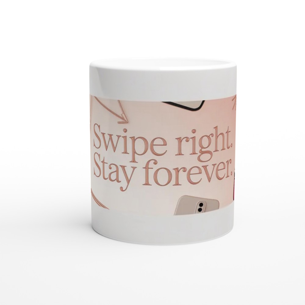 Valentine's Day Mug | Swipe Right Stay Forever | Modern Anniversary Gift for Husband or Wife | Cute Couple Mug — view 11