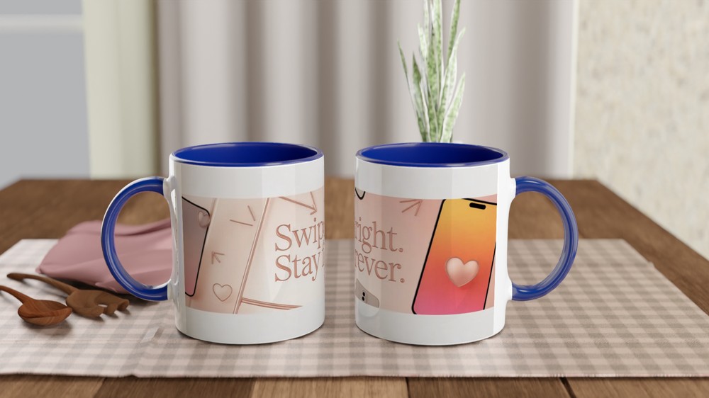 Valentine's Day Mug | Swipe Right Stay Forever | Modern Anniversary Gift for Husband or Wife | Cute Couple Mug — view 4