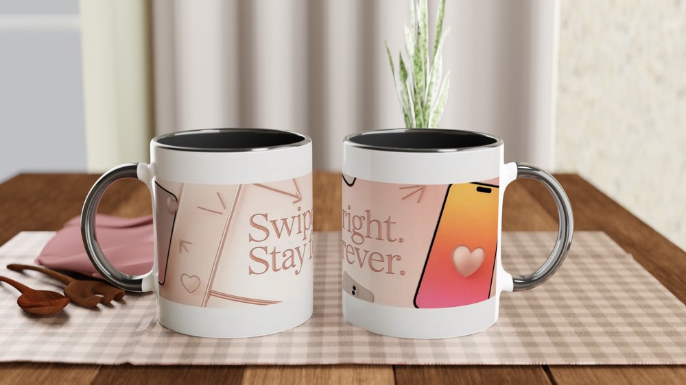 Valentine's Day Mug | Swipe Right Stay Forever | Modern Anniversary Gift for Husband or Wife | Cute Couple Mug — view 9