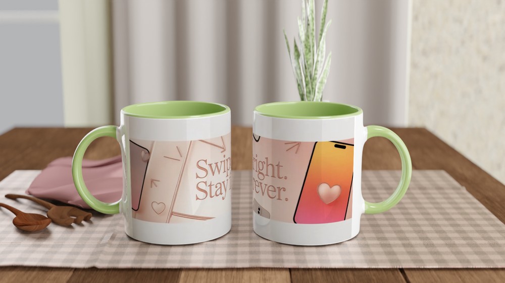 Valentine's Day Mug | Swipe Right Stay Forever | Modern Anniversary Gift for Husband or Wife | Cute Couple Mug — view 5