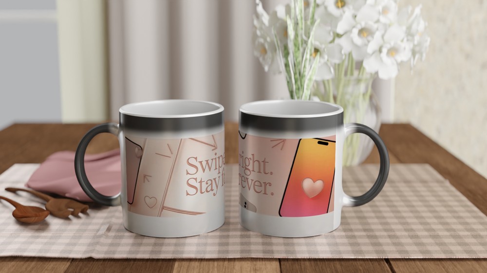 Valentine's Day Mug | Swipe Right Stay Forever | Modern Anniversary Gift for Husband or Wife | Cute Couple Mug — view 3