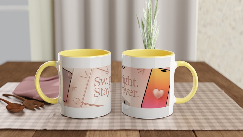 Valentine's Day Mug | Swipe Right Stay Forever | Modern Anniversary Gift for Husband or Wife | Cute Couple Mug — view 8