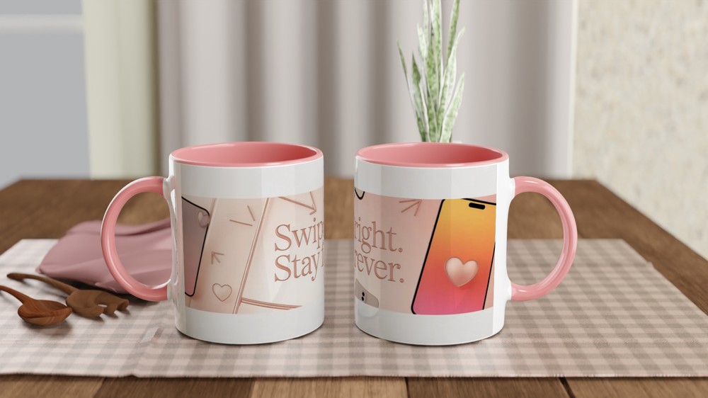 Valentine's Day Mug | Swipe Right Stay Forever | Modern Anniversary Gift for Husband or Wife | Cute Couple Mug — view 6