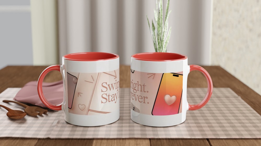 Valentine's Day Mug | Swipe Right Stay Forever | Modern Anniversary Gift for Husband or Wife | Cute Couple Mug — view 7