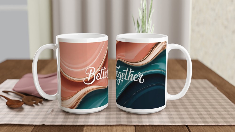 Better Together Mug | Modern Abstract Romantic Gift | Anniversary Present for Couple | Valentines Day Mug for Her or Him — view 2