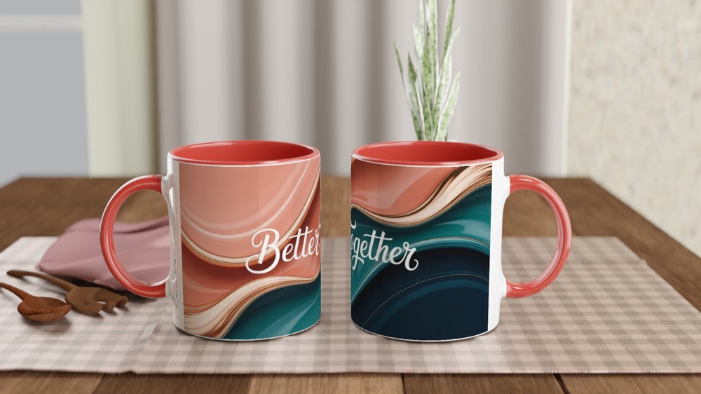 Better Together Mug | Modern Abstract Romantic Gift | Anniversary Present for Couple | Valentines Day Mug for Her or Him — view 7