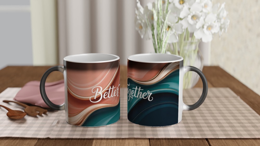 Better Together Mug | Modern Abstract Romantic Gift | Anniversary Present for Couple | Valentines Day Mug for Her or Him — view 3