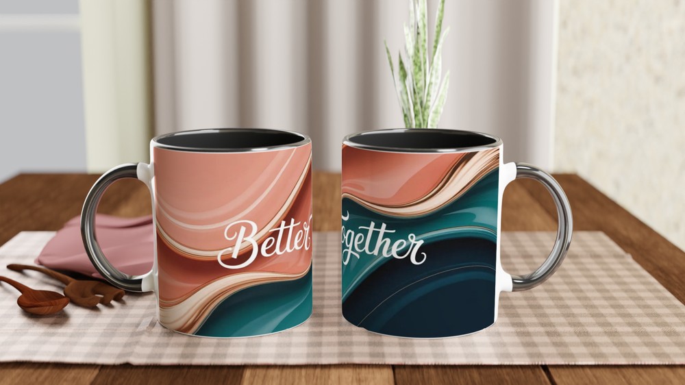 Better Together Mug | Modern Abstract Romantic Gift | Anniversary Present for Couple | Valentines Day Mug for Her or Him — view 9