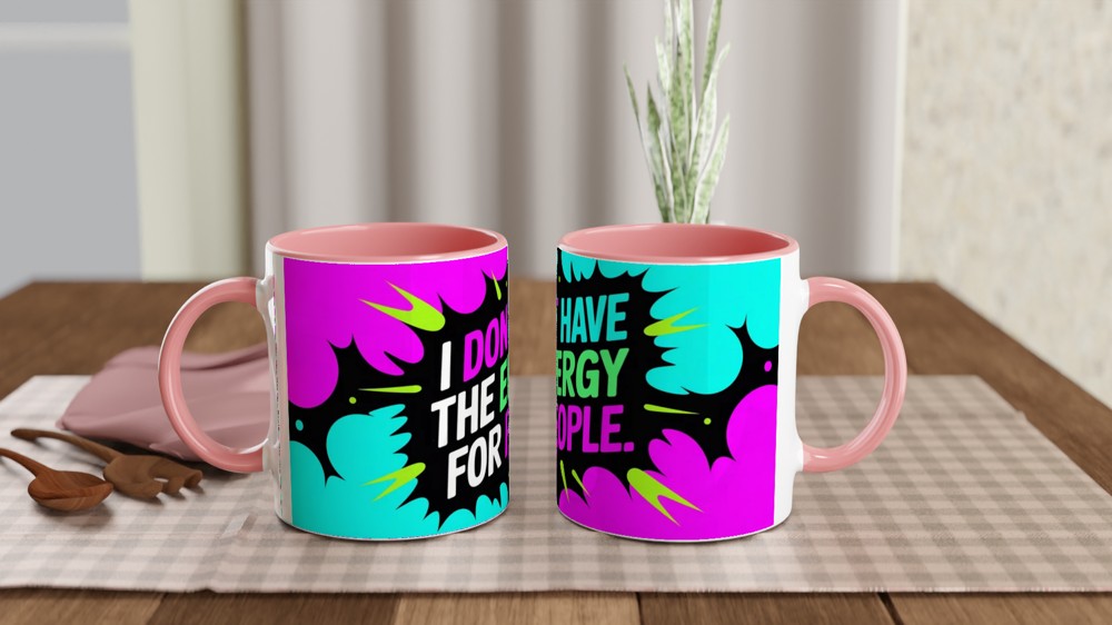 Sassy Quote Mug | I Don't Have The Energy For People | Funny Work Gift | Neon Smoke Coffee Cup — view 6