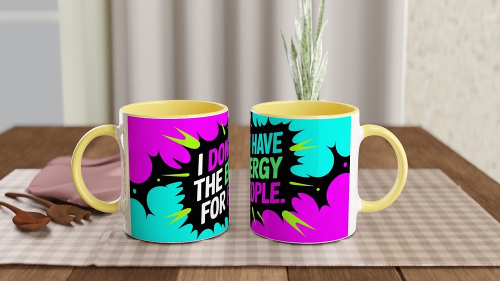 Sassy Quote Mug | I Don't Have The Energy For People | Funny Work Gift | Neon Smoke Coffee Cup — view 8